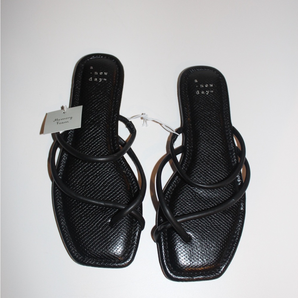 NWT A New Day Women's Leon Ankle Strap Sandals, Black - Size 6.5